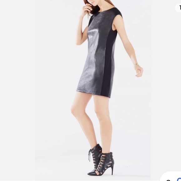 BCBGMAXAZRIA Women’s Black Karlee FAUX LEATHER PARTY DRESS, size XXS - Picture 1 of 13